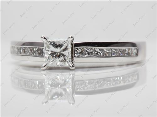 White Gold 0.53 Princess cut Diamond Channel Rings