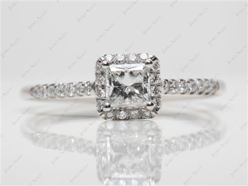 Platinum 0.54 Princess cut Pave Engagement Rings