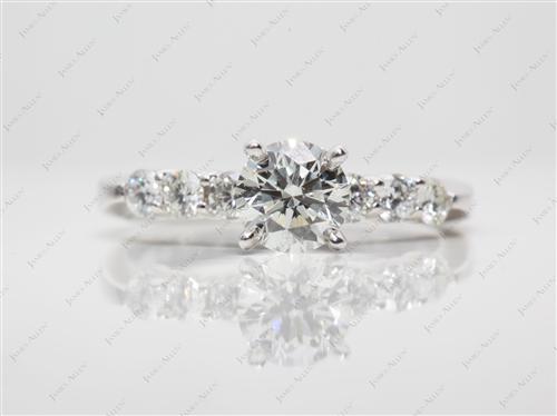 White Gold 0.84 Round cut Princess Cut Engagement Rings With Side Stones