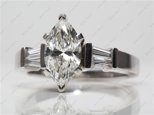 Platinum 1.55 Marquise cut Engagement Rings With Side Stones