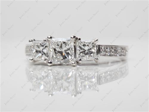White Gold 0.62 Princess cut Three Stones Settings