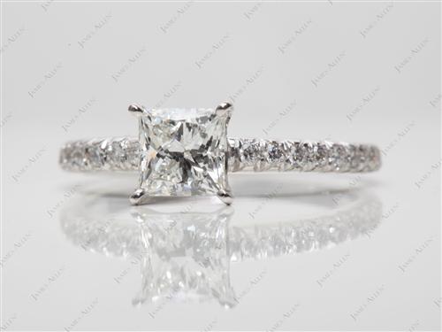 White Gold 0.76 Princess cut Pave Rings