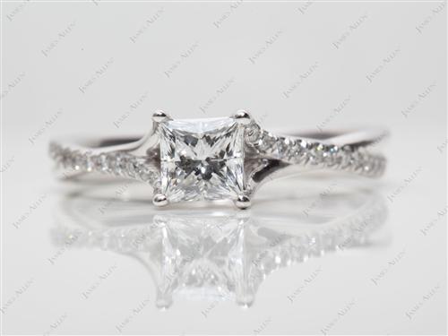 White Gold 0.61 Princess cut Diamond Ring