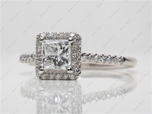 Platinum 1.00 Princess cut Micro Pave Rings