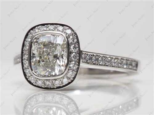 Platinum 1.22 Cushion cut Micro Pave Rings