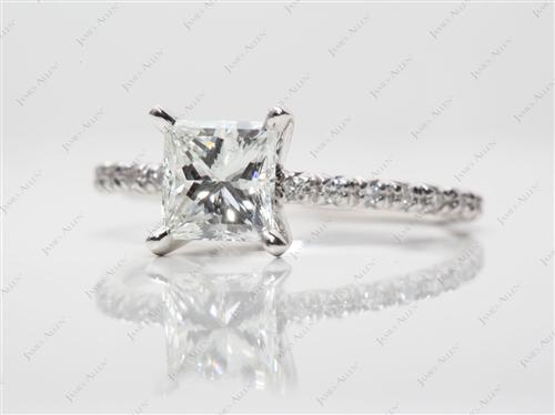 Platinum 1.12 Princess cut Engagement Rings