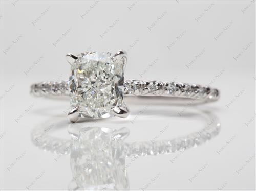 White Gold 1.42 Cushion cut Pave Setting Rings