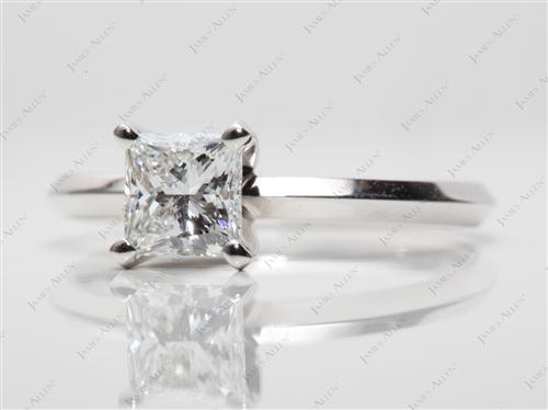 White Gold 0.80 Princess cut Diamond Solitaire Ring Settings