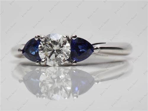 Platinum 0.72 Round cut Yellow Topaz Rings