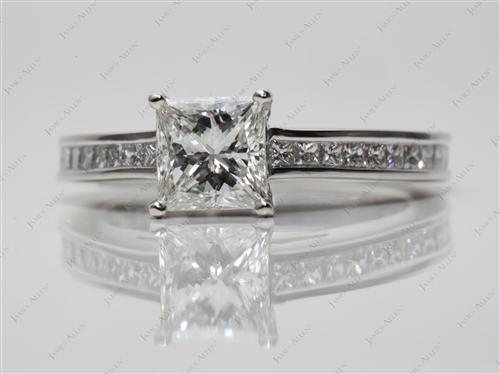 Platinum 1.09 Princess cut Channel Set Engagement Ring