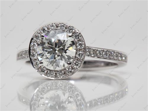 White Gold 1.51 Round cut Pave Engagement Ring