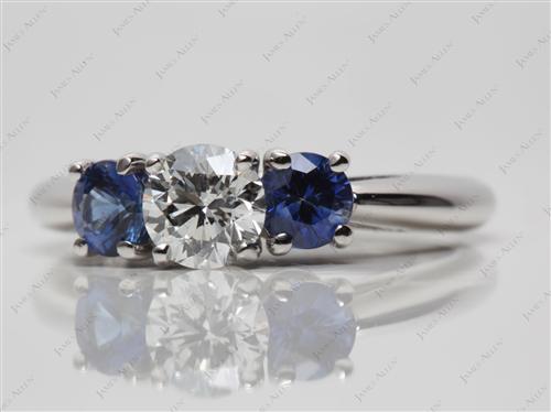 Platinum 0.70 Round cut Gemstone Diamond Rings