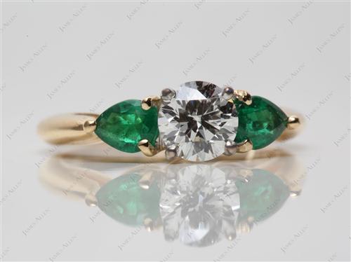 Gold 0.71 Round cut Gem Stone Engagement Ring