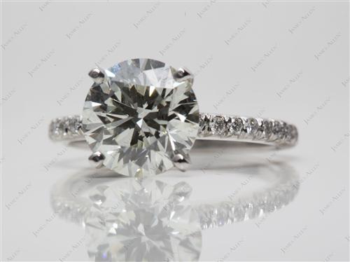 Platinum 2.52 Round cut Pave Ring Mountings