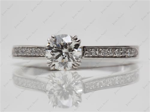 Platinum 0.83 Round cut Pave Engagement Ring