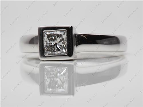 White Gold 0.61 Princess cut Tension Set Rings