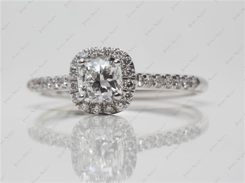 White Gold 0.61 Cushion cut Engagement Rings Pave