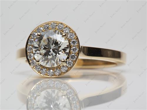 Gold 1.18 Round cut Pave Engagement Rings