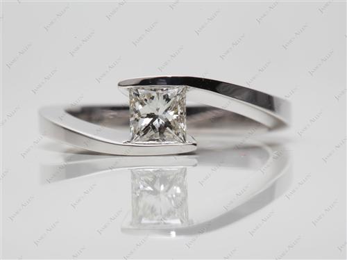 White Gold 0.51 Princess cut Tension Rings