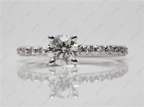 White Gold 0.70 Round cut Engagement Rings Pave