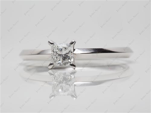 White Gold 0.38 Princess cut Diamond Engagement Solitaire Rings