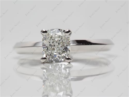 White Gold 1.01 Cushion cut Solitaire Ring Setting