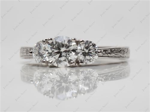 Platinum 0.74 Round cut Three Stones Diamonds Rings