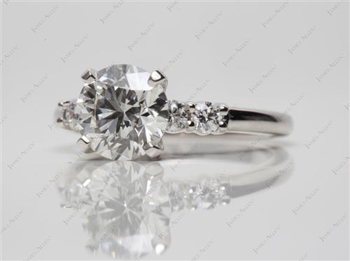 Platinum 1.25 Round cut Diamond Ring With Sidestones