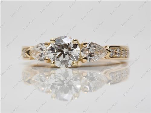 Gold 0.77 Round cut Three Stones Ring