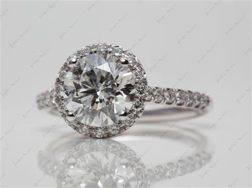 Platinum 1.50 Round cut Pave Ring Setting