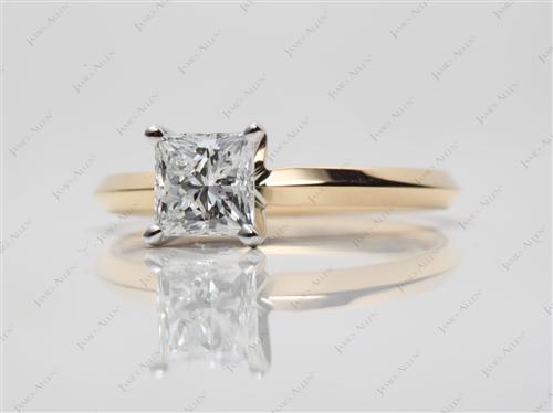 Gold 0.97 Princess cut Diamond Solitaire Engagement Ring