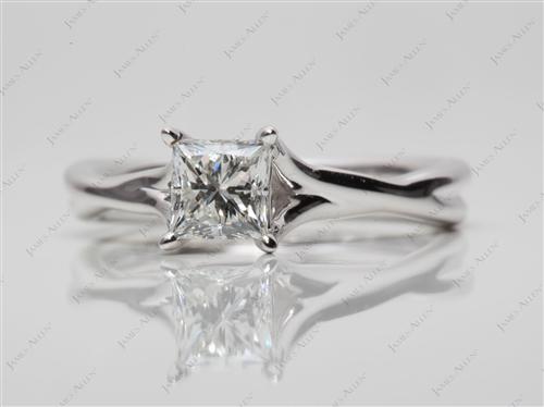 White Gold 0.62 Princess cut Engagement Rings