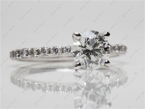 Platinum 1.23 Round cut Engagement Ring Micro Pave