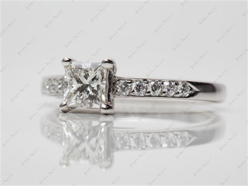 Platinum 0.75 Princess cut Pave Ring Settings
