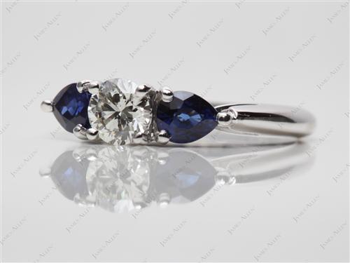 White Gold 0.50 Round cut Antique Ruby Rings
