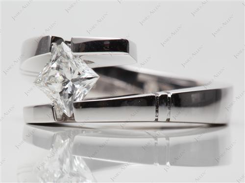 White Gold 1.00 Princess cut Tension Rings
