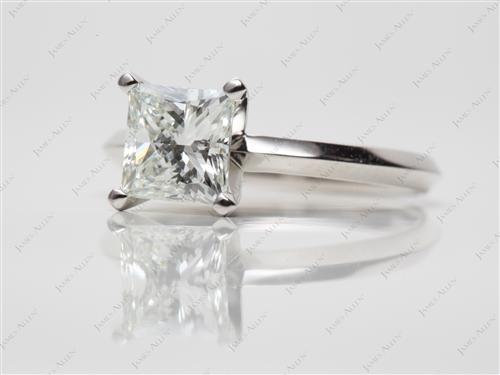 Platinum 1.24 Princess cut Solitaire Ring Mountings