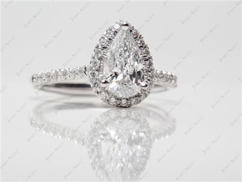 White Gold 0.69 Pear shaped Pave Ring Set