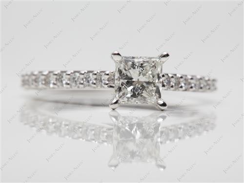 Platinum 0.70 Princess cut Side Stone Engagement Ring