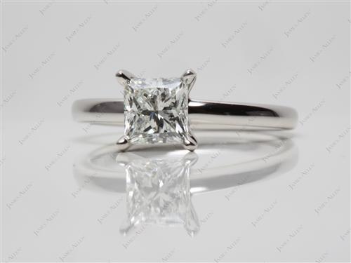 Platinum 1.05 Princess cut Solitaire Engagement Rings