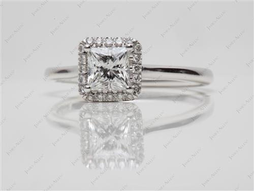 White Gold 0.70 Princess cut Pave Diamond Engagement Rings