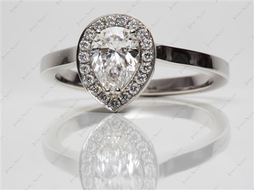 Platinum 1.09 Pear shaped Pave Diamond Rings