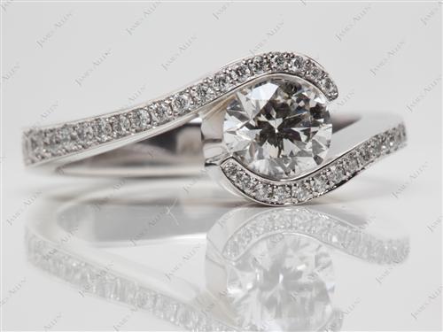White Gold 0.90 Round cut Tension Diamond Ring