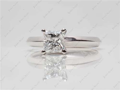 White Gold 1.00 Princess cut Diamond Solitaire Engagement Ring