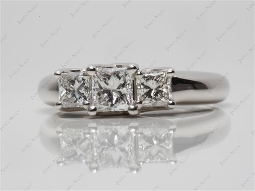 Platinum 0.50 Princess cut Three Stones Ring