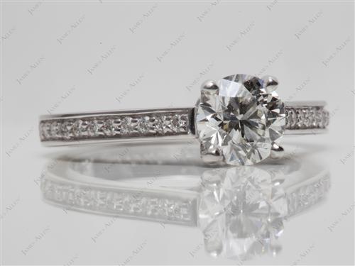 White Gold 1.01 Round cut Micro Pave Engagement Rings