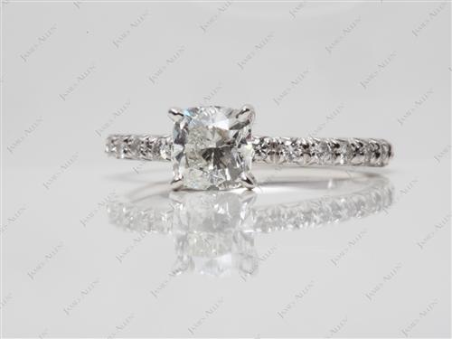 White Gold 1.00 Cushion cut Micro Pave Engagement Rings