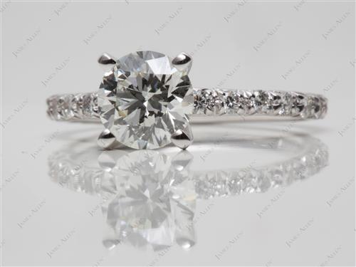 White Gold 1.17 Round cut Pave Engagement Rings