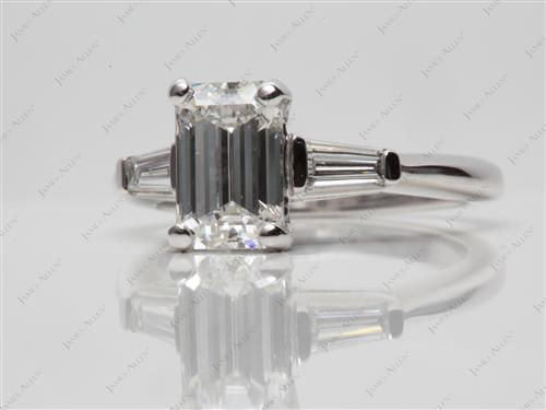 Platinum 1.73 Emerald cut Side Stone Engagement Rings