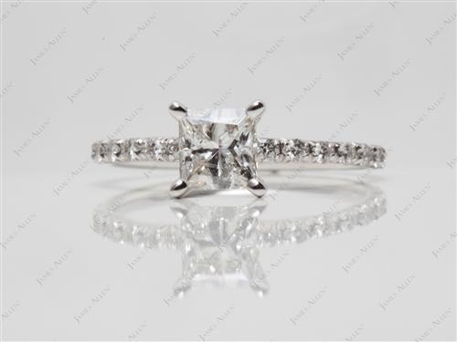 White Gold 1.00 Princess cut Pave Ring